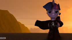 Size: 1920x1080 | Tagged: safe, artist:endelthepegasus, twilight sparkle, alicorn, pony, g4, 3d, clothes, costume, desert, female, mare, reference, sith, source filmmaker, star wars, star wars: the force awakens, twilight sparkle (alicorn), windswept hair