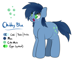 Size: 1280x1065 | Tagged: safe, artist:nom-sympony, oc, oc only, oc:huckleberry bleu, earth pony, pony, chubby, cute, cutie mark, freckles, male, open mouth, reference sheet, simple background, smiling, stallion, white background