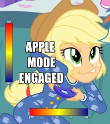 Size: 960x1080 | Tagged: safe, applejack, equestria girls, g4, controller, the completionist