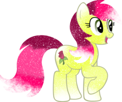 Size: 900x748 | Tagged: safe, artist:digiradiance, artist:thejourneysend, roseluck, earth pony, pony, g4, female, galaxy, mare, open mouth, raised hoof, simple background, solo, transparent background, vector
