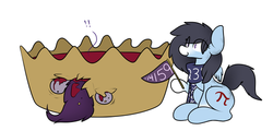 Size: 500x239 | Tagged: dead source, safe, artist:nom-sympony, oc, oc:pepci, oc:pepper dust, pegasus, pony, food, pi day, pie