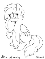 Size: 1000x1309 | Tagged: safe, artist:johnjoseco, oc, oc only, oc:alice goldenfeather, pegasus, pony, grayscale, monochrome, solo