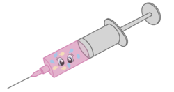 Size: 700x370 | Tagged: safe, artist:pinkyvirus, pinkie pie, g4, drug pony, simple background, syringe, this will not end well, virus, wat