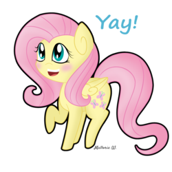 Size: 2800x2800 | Tagged: safe, artist:holiday252, fluttershy, g4, :d, blushing, female, high res, looking up, raised hoof, simple background, solo, standing, transparent background, yay