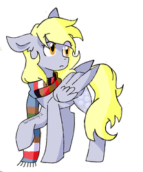 Size: 819x985 | Tagged: safe, artist:scarletskitty12, derpy hooves, pegasus, pony, g4, clothes, female, fourth doctor's scarf, mare, scarf, simple background, solo, striped scarf, white background