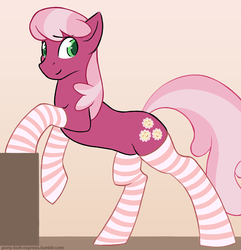 Size: 900x933 | Tagged: safe, artist:kuri_art, cheerilee, earth pony, pony, g4, clothes, female, mare, socks, solo, stockings, striped socks