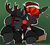 Size: 1280x1164 | Tagged: safe, artist:bbsartboutique, oc, oc only, changeling, deer, reindeer, clothes, grin, hat, holly, holly mistaken for mistletoe, red changeling, red eyes, red nose, santa hat, tuxedo