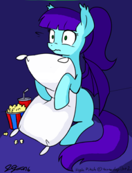 Size: 1000x1309 | Tagged: safe, artist:tornadopilot2, oc, oc only, pony, food, pillow, popcorn, solo