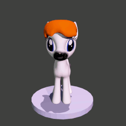 Size: 562x562 | Tagged: safe, artist:fillerartist, oc, oc only, oc:ginger-bread, toaster pony, 3d, animated, badumsquish approved, blender, bread, butt, food, freckles, plot, red hair, render, rotation, solo, toast, toaster