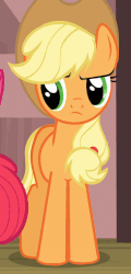 Size: 304x632 | Tagged: safe, screencap, apple bloom, applejack, sweetie belle, g4, one bad apple, animated, female, gif
