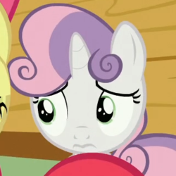 Size: 320x320 | Tagged: safe, screencap, apple bloom, sweetie belle, g4, one bad apple, 3: