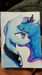 Size: 720x1280 | Tagged: safe, artist:darkflame75, princess luna, lunadoodle, g4, beanbrows, female, solo, traditional art