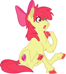 Size: 1767x2003 | Tagged: safe, artist:saturnstar14, apple bloom, g4, cutie mark, female, open mouth, red hair, red tail, simple background, solo, the cmc's cutie marks, transparent background, underhoof, unshorn fetlocks