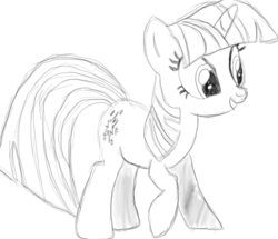 Size: 720x618 | Tagged: safe, artist:ponyfiedart, twilight sparkle, g4, female, monochrome, sketch, solo