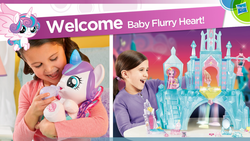 Size: 1600x900 | Tagged: safe, princess cadance, princess flurry heart, human, g4, season 6, doll, electronic toy, irl, irl human, photo, playset, so soft, target demographic, toy