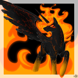 Size: 900x900 | Tagged: safe, artist:cameil, nightmare star, princess celestia, g4, female, solo, spread wings