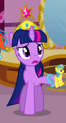 Size: 460x860 | Tagged: safe, edit, edited screencap, screencap, lemon hearts, rainbow dash, twilight sparkle, g4, big crown thingy, boutique, confused, crown, hoof hold, meme