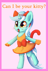 Size: 1459x2147 | Tagged: safe, artist:artoftheghostie, lyra heartstrings, pony, unicorn, g4, bipedal, cat ears, cat tail, clothes, costume, cute, dress, female, lyrabetes, paw gloves, paw pads, solo, weapons-grade cute, whiskers
