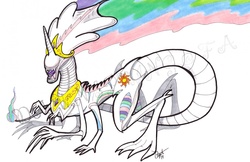 Size: 1280x829 | Tagged: safe, artist:~dawnspring~, princess celestia, alien, g4, alien (franchise), female, solo, species swap, traditional art, xenomorph queen