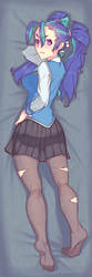 Size: 590x1769 | Tagged: safe, artist:figgot, aria blaze, human, g4, body pillow, body pillow design, clothes, female, humanized, school uniform, schoolgirl, solo, starswirl academy, starswirl academy uniform, torn clothes