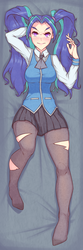 Size: 590x1769 | Tagged: safe, artist:figgot, aria blaze, human, g4, body pillow, body pillow design, clothes, female, humanized, school uniform, schoolgirl, solo, starswirl academy, starswirl academy uniform, torn clothes