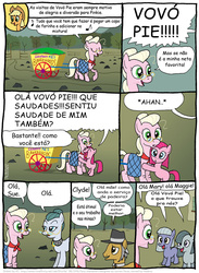 Size: 796x1088 | Tagged: safe, artist:kturtle, applejack, cloudy quartz, granny pie, igneous rock pie, limestone pie, marble pie, pinkie pie, comic:the story of granny pie, g4, comic, filly, portuguese, rock farm, ship:quartzrock, translation