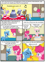 Size: 794x1088 | Tagged: safe, artist:kturtle, caesar, count caesar, granny pie, hoity toity, lyrica lilac, pinkie pie, sealed scroll, trixie, pony, unicorn, comic:the story of granny pie, g4, comic, female, filly, mare, portuguese, translation