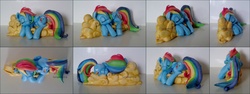 Size: 2659x1000 | Tagged: safe, artist:ltiachan, rainbow dash, g4, cloud, photos, sculpture, sleeping