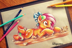 Size: 900x598 | Tagged: safe, artist:ltiachan, oc, oc only, oc:cresent sun, colored pencil drawing, traditional art