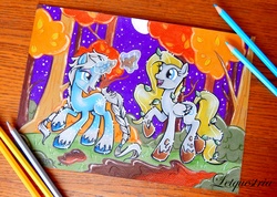 Size: 3480x2471 | Tagged: safe, artist:ltiachan, oc, oc only, oc:cobalt tangle, oc:snowspell, colored pencil drawing, high res, traditional art