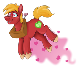 Size: 900x760 | Tagged: safe, artist:spainfischer, big macintosh, earth pony, pony, g4, floating, heart, heart eyes, male, open mouth, simple background, smiling, solo, stallion, transparent background, wavy mouth, wingding eyes