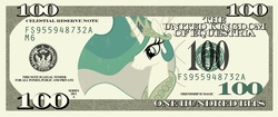 Size: 2560x1079 | Tagged: safe, princess celestia, g4, dollar, federal reserve note, money, paper, text