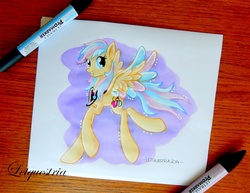 Size: 800x618 | Tagged: safe, artist:ltiachan, oc, oc only, oc:color dots, pegasus, pony, markers, pegasus oc, solo, traditional art, wings