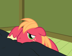 Size: 1980x1530 | Tagged: safe, artist:badumsquish, derpibooru exclusive, big macintosh, earth pony, pony, g4, animated, badumsquish is trying to murder us, bed, behaving like a dog, big macindog, cute, eye shimmer, looking at you, macabetes, male, offscreen character, pov, puppy dog eyes, sad, sadorable, solo, stallion, tail wag, weapons-grade cute
