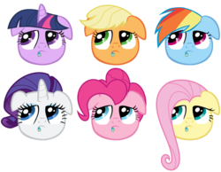 Size: 1800x1400 | Tagged: safe, applejack, fluttershy, pinkie pie, rainbow dash, rarity, twilight sparkle, yukkuri, g4, floppy ears