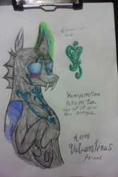 Size: 1712x2560 | Tagged: safe, artist:blackrose416, changeling, smiling, solo, traditional art, valentine, valentine's day