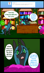 Size: 1200x2000 | Tagged: safe, artist:ryuredwings, queen chrysalis, oc, oc only, oc:tarrlok, changeling, g4, filly queen chrysalis, hearts and hooves day