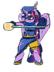 Size: 540x710 | Tagged: safe, artist:brownie-bytes, part of a set, twilight sparkle, anthro, g4, blue mage, female, final fantasy, solo, sword, twilight sparkle (alicorn), weapon