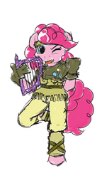 Size: 540x938 | Tagged: safe, artist:brownie-bytes, part of a set, pinkie pie, earth pony, anthro, g4, bard, bard pie, fantasy class, female, final fantasy, harp, musical instrument, solo