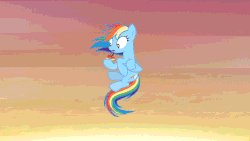 Size: 640x360 | Tagged: safe, artist:brutalweather studio, rainbow dash, pegasus, pony, apple thief (animation), g4, adventure in the comments, animated, apple, circling stars, crash, derp, dizzy, female, food, knocked silly, mare, show accurate, solo, youtube link, zap apple