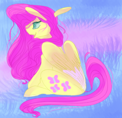 Size: 2900x2800 | Tagged: safe, artist:batwinqs, fluttershy, pegasus, pony, g4, female, high res, mare, sitting, solo