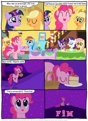Size: 795x1094 | Tagged: safe, artist:kturtle, applejack, pinkie pie, rainbow dash, rarity, twilight sparkle, comic:the story of granny pie, g4, comic, crying, feels, portuguese, translation