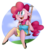 Size: 2988x3235 | Tagged: safe, artist:befishproductions, pinkie pie, earth pony, anthro, g4, female, high res, signature, simple background, solo, swing, transparent background