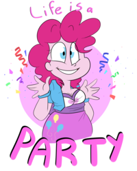 Size: 2473x3091 | Tagged: safe, artist:befishproductions, pinkie pie, equestria girls, g4, breasts, busty pinkie pie, chubby, cute, diapinkes, female, high res, humanized, simple background, solo, transparent background