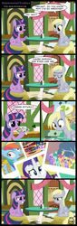 Size: 1048x3076 | Tagged: safe, artist:toxic-mario, cloud kicker, derpy hooves, dizzy twister, orange swirl, parasol, rainbow dash, rainbowshine, rarity, spring melody, sprinkle medley, twilight sparkle, pegasus, pony, unicorn, g4, comic, derp, female, mare, photo, unicorn twilight