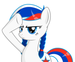 Size: 1250x1042 | Tagged: safe, artist:negasun, oc, oc only, oc:marussia, pony, nation ponies, ponified, rainbow dash salutes, russia, salute, simple background, solo, transparent background, vector