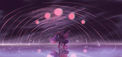 Size: 3000x1400 | Tagged: safe, artist:prancingcrow, princess luna, g4, female, reflection, solo, spread wings