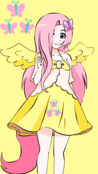 Size: 540x960 | Tagged: safe, artist:yui-chan24, fluttershy, human, g4, cutie mark, female, humanized, solo, tailed humanization, winged humanization
