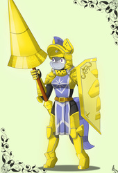 Size: 737x1083 | Tagged: safe, artist:mopyr, oc, oc only, anthro, armor, lance, shield, solo