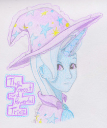 Size: 1629x1935 | Tagged: safe, artist:marta4708, trixie, human, g4, female, horn, horned humanization, humanized, pony coloring, solo, traditional art